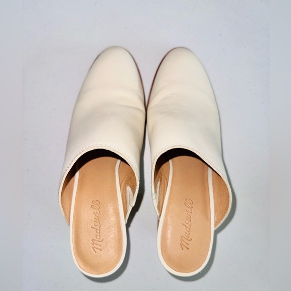 Madewell Cream Mules with Pointed Toe and Block Heel Sz. 9 - Picture 13 of 14